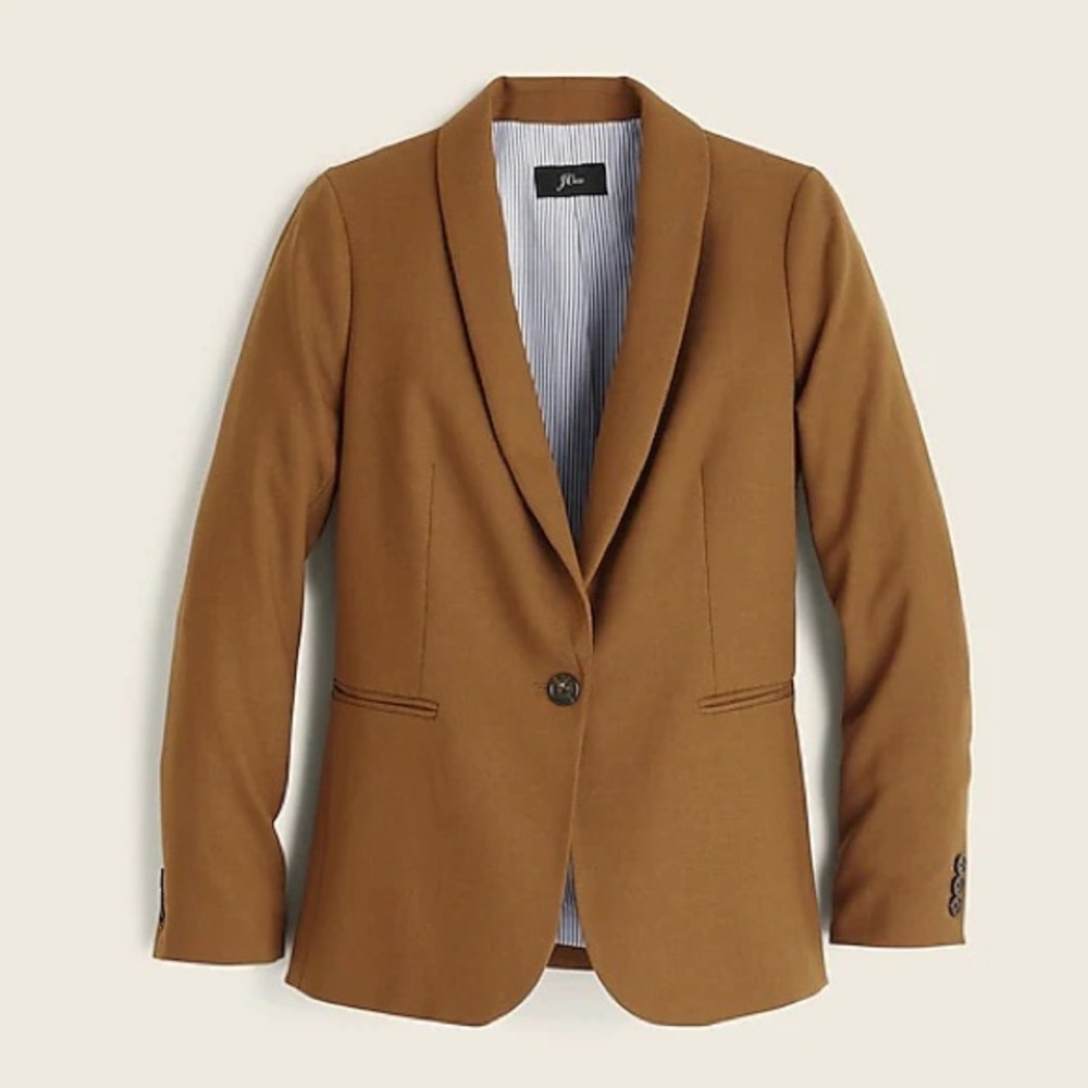 J. Crew Camel Brown Single-Button Wool Blend Blazer